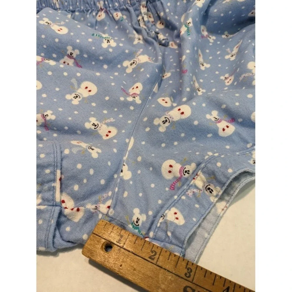 Disney Store Flannel Pajama Set Novelty Print Snowman Mickey Blue Women L/XL - Picture 16 of 16